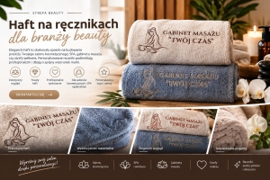 Gabinet masażu ręcziki z haftem i logo