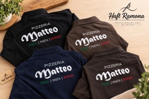 Haft na koszulach i fartuchach dla pizzerii  MatteoBrzeszce i Oświęcim