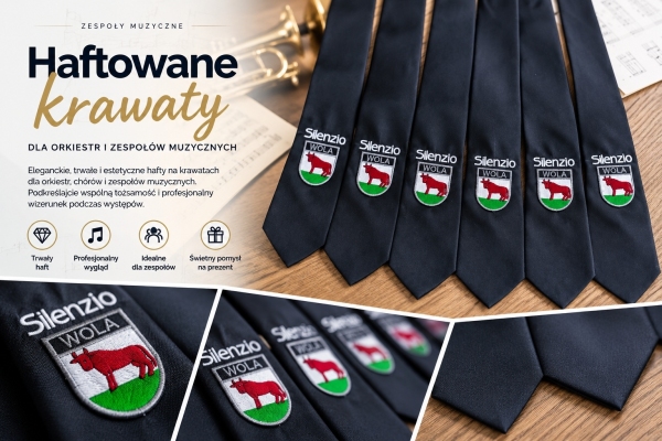 krawaty z logo dla orkiesty Silenzio Wola
