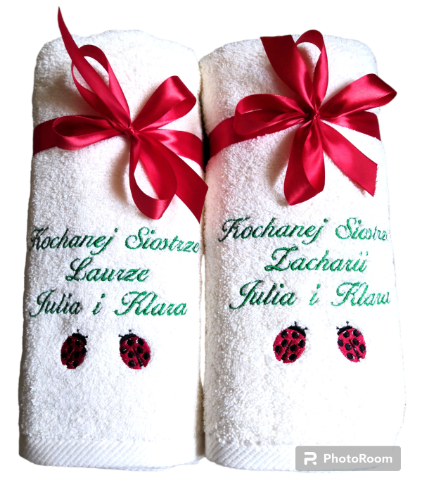 ręcznik z biedroneczkami i imionami